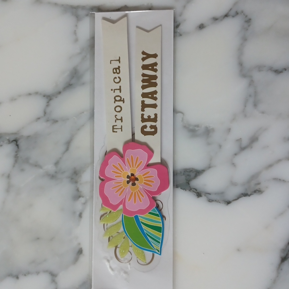 Me & my big ideas Tropical Getaway hibiscus 3D sticker Floral new with tags